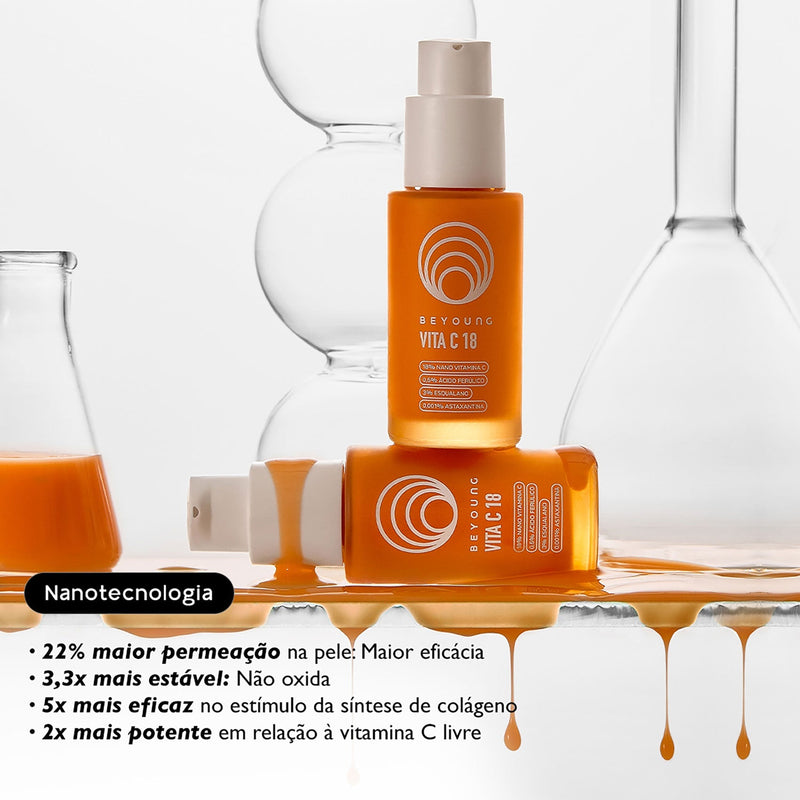 Sérum facial antioxidante 18% nano vitamina C + 3% esqualano.
